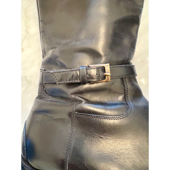 Hugo Boss Black Leather Riding Boots Made in Italy Equestrian Buckle 38US 7.5–8 - Picture 7 of 10